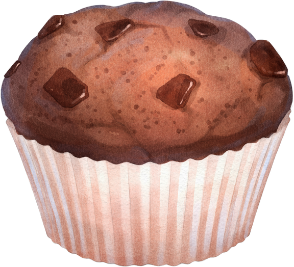 Watercolor illustration of Chocolate Muffin